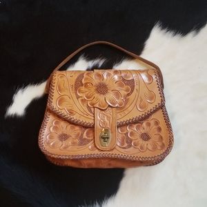 Vintage Mexican Leather tooled purse